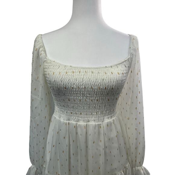 Altar'd State Women's White with
Gold and Silver Clip Chiffon Dress - Picture 2 of 8